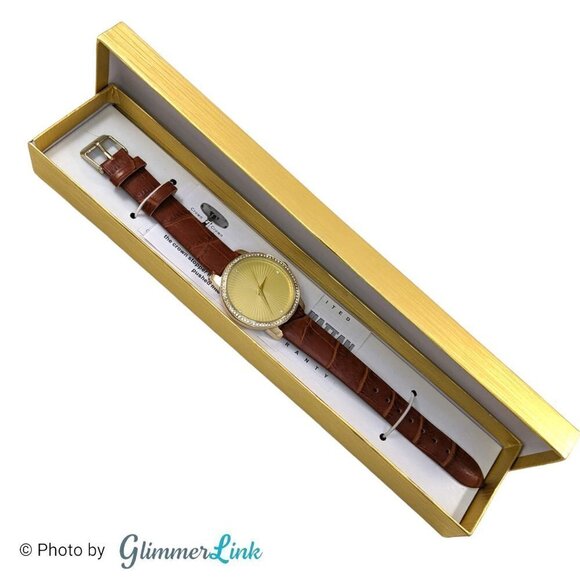 Manhattan by Croton Womens Brown Leather Strap Watch NWOT - Picture 1 of 10